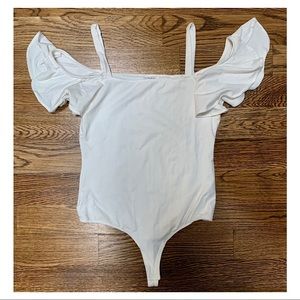 White Bodysuit with Flutter Sleeves